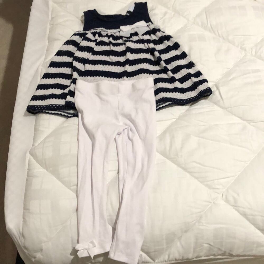 Jillians closet 2t set navy white stripe like new